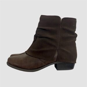 Easy Street Kudos Boho Brown Faux Leather Fold Over Ankle Boots 12 M